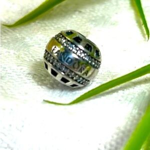 Pandora bracelet charm ball pave 925 ale sterling silver logo